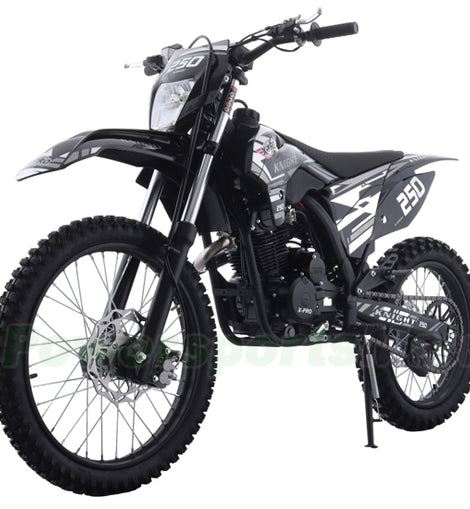 Free Shipping! X-PRO Knight 250 Dirt Bike with LED Headlight, 5-Speed Manual Transmission, Electric/Kick Start! Big 21in/18in Wheels! Zongshen Brand Engine!
