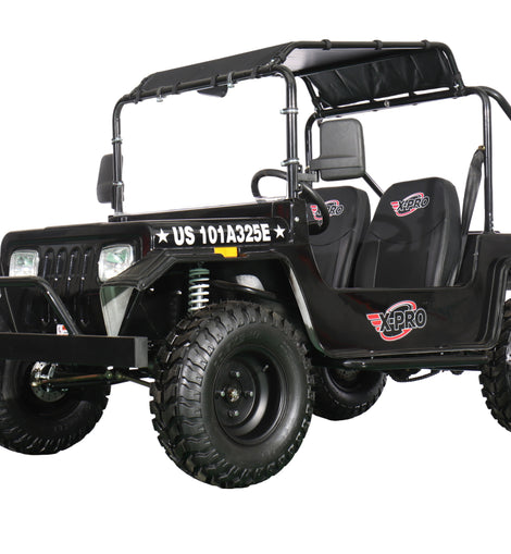 X-PRO Ridge 200 Jeep with CVT Transmission w/Reverse! with Windshield & Soft Top, 4-Wheel Disc Brakes, Big 20.5” Wheels!