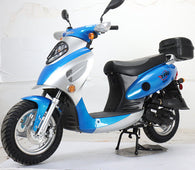 Free Shipping! X-PRO Oahu 50cc Moped Scooter with 12" Aluminum Wheels, Rear Trunk! Electric/Kick Start! Large Headlight! Assembled In Crate!