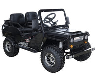 Free shipping! X-PRO 125cc Jeep Go Kart with 3-Speed Semi-Automatic Transmission w/Reverse, LED Headlights, With Windshield and Spare Tire, Big 18" Aluminium Rim Wheels!